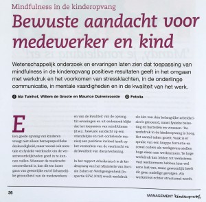 Artikel Mindfulness door Working Well in Vakblad Management Kinderopvang